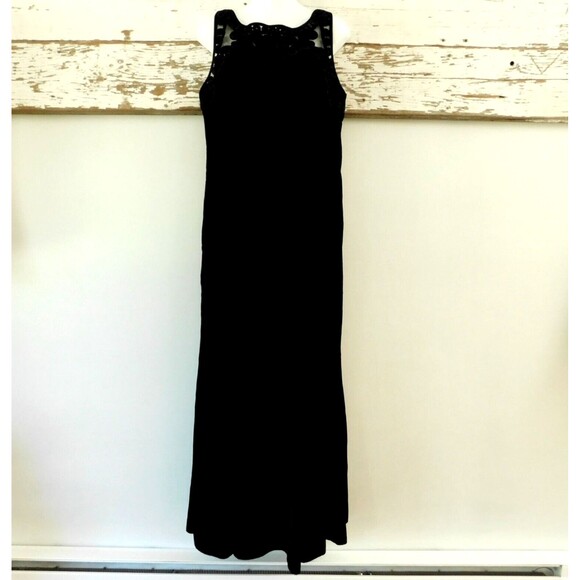 Vintage SCOTT McCLINTOCK Women's 14 Long Black Velvet Evening Dress NWT (flaw) - Picture 1 of 14